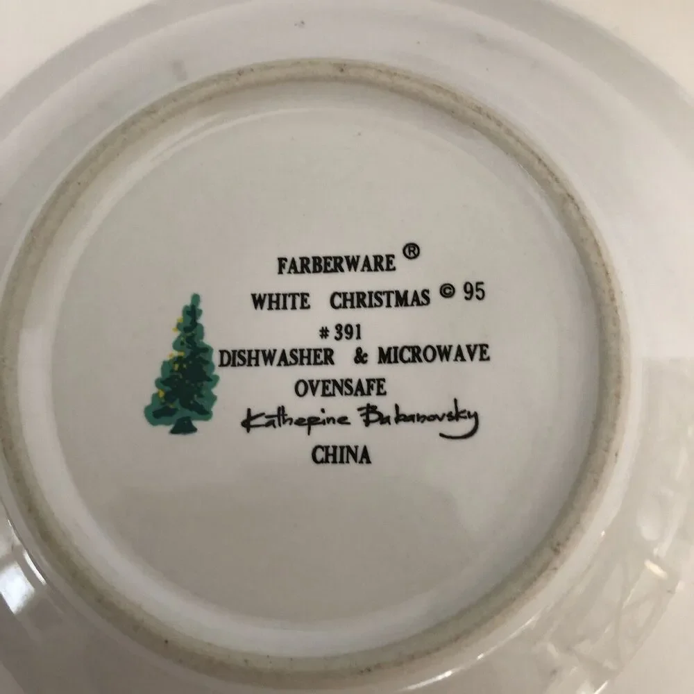 Farberware White Christmas 95 Bowl Ceral Soup Salad 7